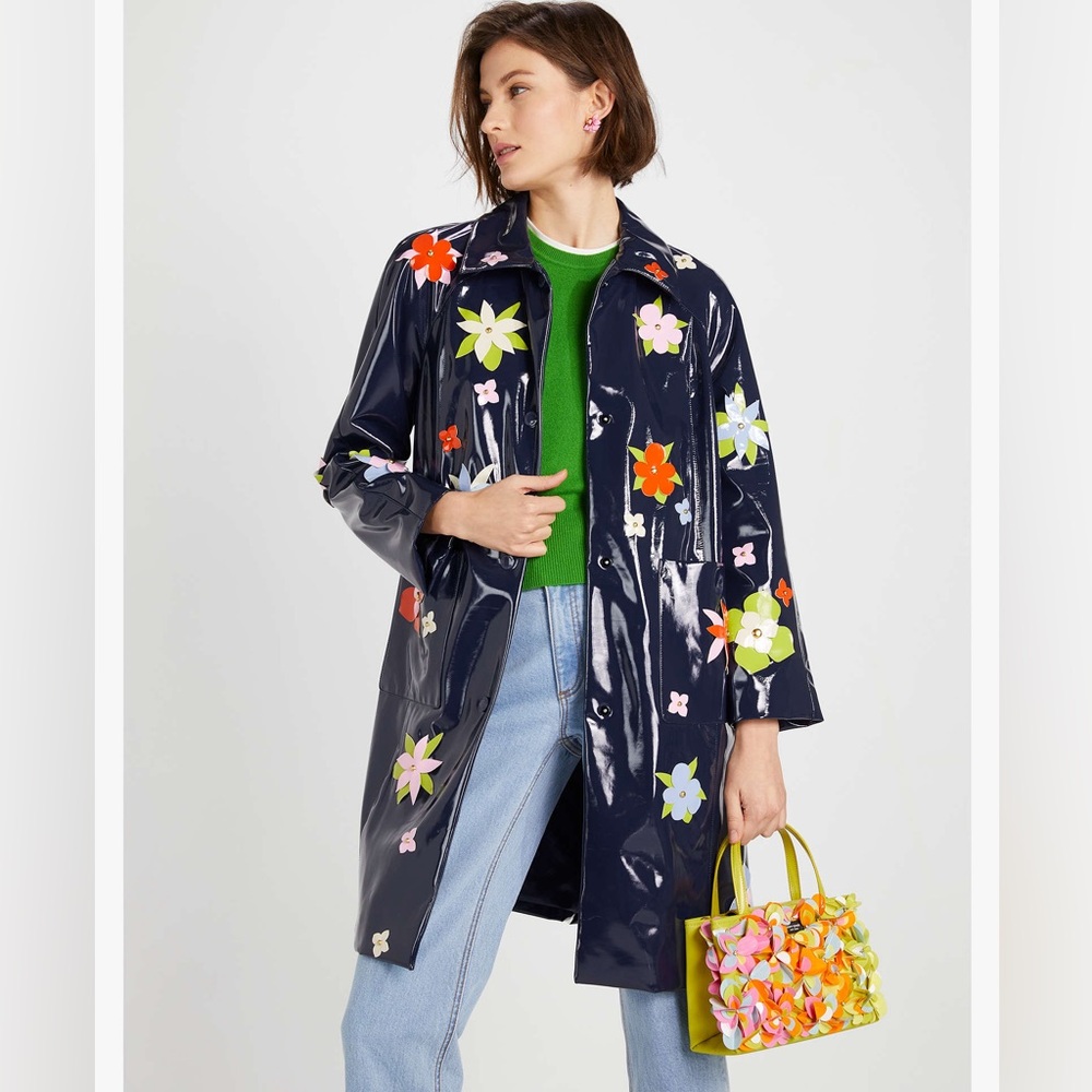 Kate Spade Navy Floral Raincoat